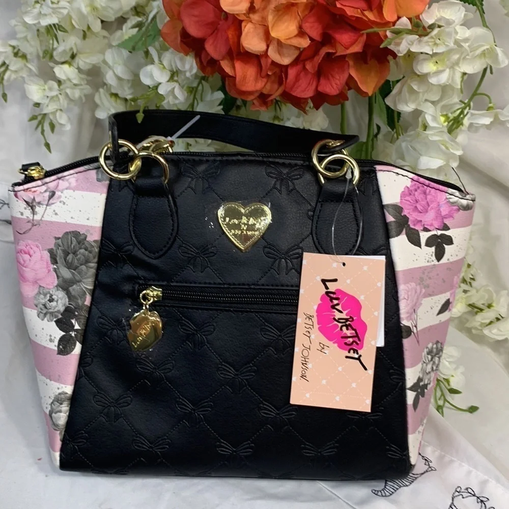 BETSEY JOHNSON BLACK,GREY, N PINK LUV BETSEY SATCHEL - Picture 8 of 8